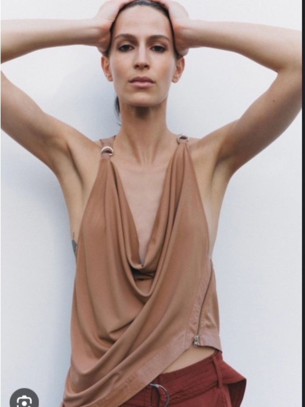 Zara Draped Cowl Neck Tank Top